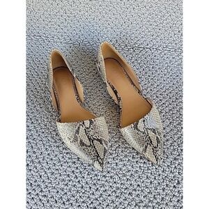 J. CREW Pointy D'Orsay Flats Sz 7.5 M Snake Skin Leather